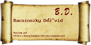 Bacsinszky Dávid névjegykártya